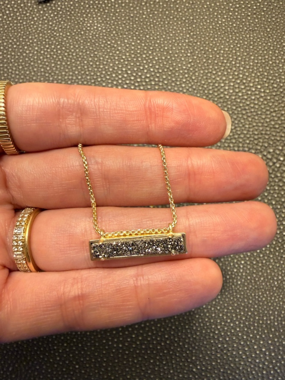 Kendra Scott Gold Leanor Bar Necklace in Charcoal Drusy